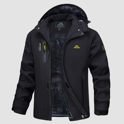 Men's Water Resistant Ski Jacket - Fleece Lined Parka with Pockets